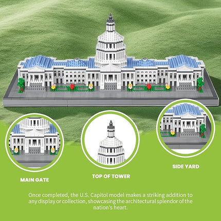 United States Capitol Architecture Model Micro Mini Building Blocks Sets World Famous Architectural Building Toys Gift for Adults and Kids 2800 Pieces