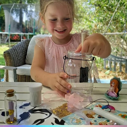 Make Your Own Unicorn & Fairy Lantern Jar Night light Arts and Crafts for Kids, Best Birthday Gifts for Girls Ages 3 4 5 6 7 8 9 10 11 12 Years old, DIY Unicorn Gift & Fairy Craft Kit for Little Girls