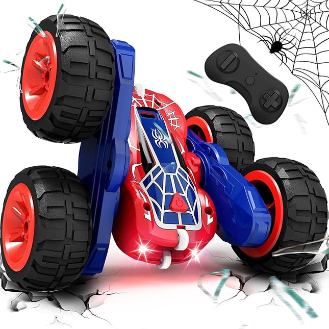 Tecnock Spider Remote Control Car, 2.4GHz RC Cars with USB-C Easy Charging, 4WD Double Sided 360° Rotates & Flips RC Stunt Car, Toys Gift for Boys and Girls Ages 6-8, 8-12
