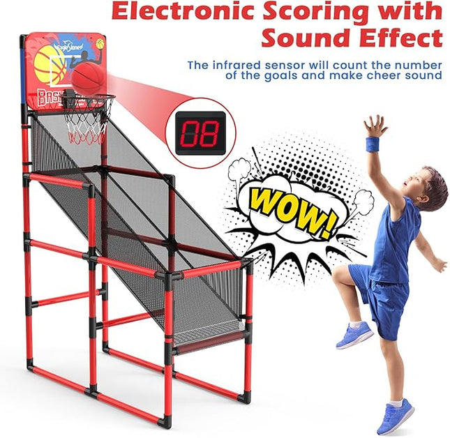 EagleStone Kids Basketball Hoop Arcade Game W/Electronic Scoreboard Cheer Sound, Basketball Hoop Indoor Outdoor W/4 Balls, Basketball Game Toys Gifts for Kids 3-6 5-7 8-12 Toddlers Boys Girls