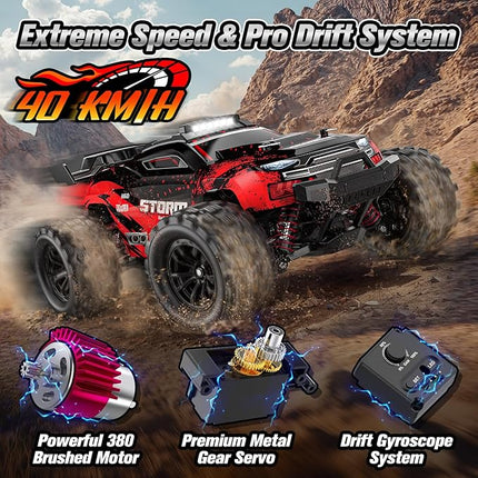 1:18 RC Cars, 2.4GHz 4WD High Speed 40 KM/H Remote Control car with Drift Wheel, All Terrain Off Road Monster Truck RC Drift Car with Gyro for Adults Boys 8-12
