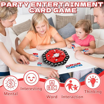 Word Game Family Board Game with Digital Display Timer and 2 Categories Modes Fun Fast-Paced 24-Letter Game for Learning Party Interactive (Red)