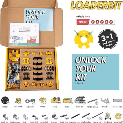 The Off Bits Build Your Own Excavator Toy, 150+ Pcs Vehicle Construction Toys, LoaderBit Educational Stem Building Toys, STEAM Gift for Kids, Engineering Kit for Kids 8 9 10 11 12 Years Old