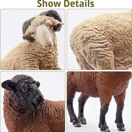 Toymany 8PCS Merino Sheep Figurines Realistic Farm Animal Sheep Toys- Plastic Sheep Figures Birthday Christmas Toy Gift for Kids Toddlers