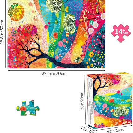 Fall Autumn Colors Jigsaw Puzzles, Puzzles for Adults 1000 Pieces, Crimson Canopy Hard Difficult Challenging Puzzle, Home Decoration Puzzle, Interlock Perfectly No Dust