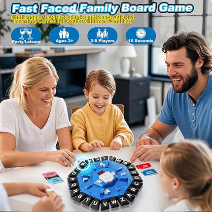 Word Game Family Board Games for Kids & Adults with 2 Modes,220 Topic Categories 24 Letters Pressing Games,Fun Fast-Paced Learning Game,35 Cards,LCD Display Timer,Christmas & Birthday Gifts,Blue