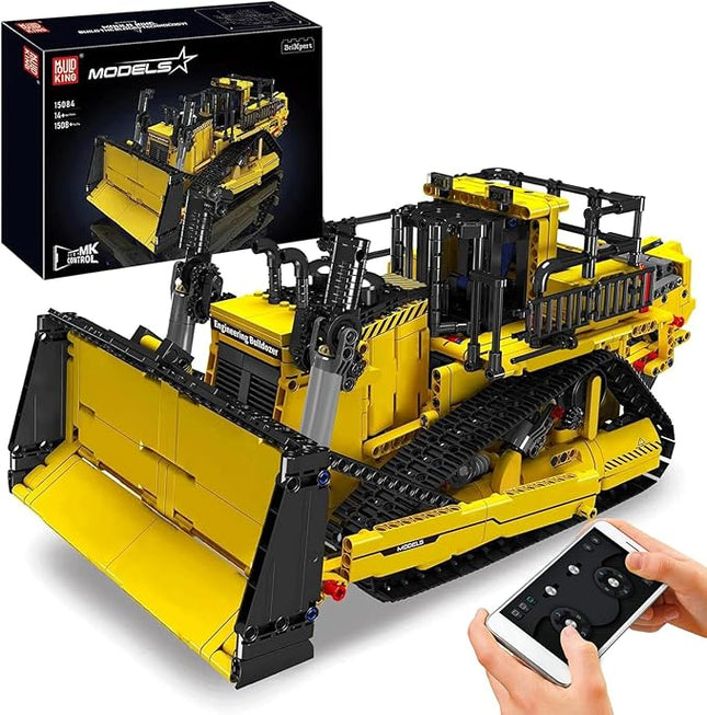 Mould King Bulldozer Technique Building Set, App-Controlled 2.4G RC Bulldozer Truck Construction Vehicle Toys with Engines, DIY Engineering Model Sets for Adults/14+(1508 Pieces)
