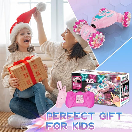 Gesture Sensing Stunt Remote Control Car - 2.4GHz 360° Rotating 4WD Transform RC Car, Birthday Gift for Girls 6 7 8+ Year Old