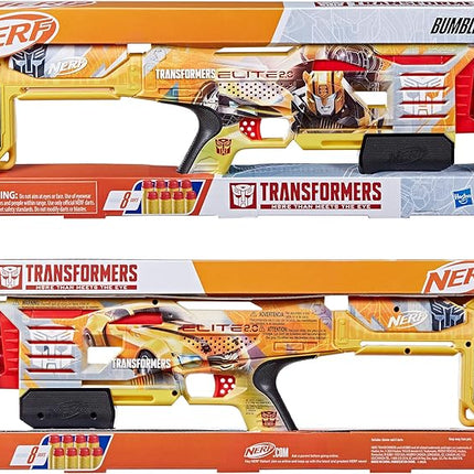 Nerf Transformers Bumblebee Dart Blaster, 8 Nerf Elite Darts, Pump Action, Toy Foam Blasters for 8 Year Old Boys & Girls & Up