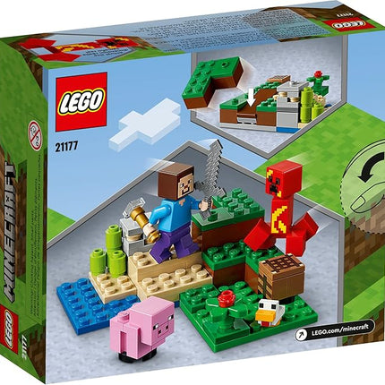 LEGO Minecraft The Creeper Ambush Building Toy 21177, Pretend Play Zombie Battle, Gift for Kids, Boys and Girls Age 7+ Years Old, Ore Mining and Animal Care with Steve, Baby Pig & Chicken Minifigures