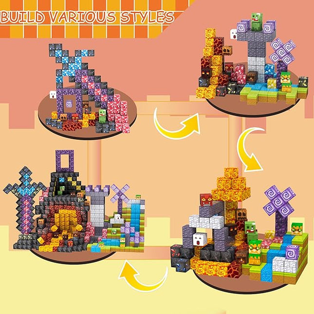 100 PCS Magnetic Blocks Building Toys, Build 3D Magnetic Building Blocks Set for Kids Ages 3+, Magnet Blocks STEM Sensory Educational Christmas Birthday Gifts Construction Toys