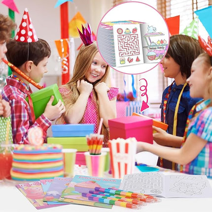BenLouis 24 Pcs Sweet Mini Coloring Books Kids Candyland Donut Ice Cream Party Favors Small Activity Books Bulk for Kids Treats Desserts Birthday Goodie Bags Stuffers Return Gifts Classroom Travel