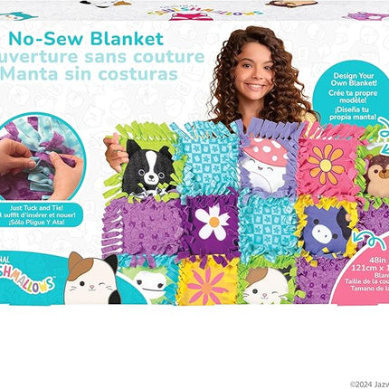 Fashion Angels Squishmallows No-Sew Blanket Kit, Set Includes Assorted Polar Fleece Squares, Ideal Craft Activity for Girls & Boys