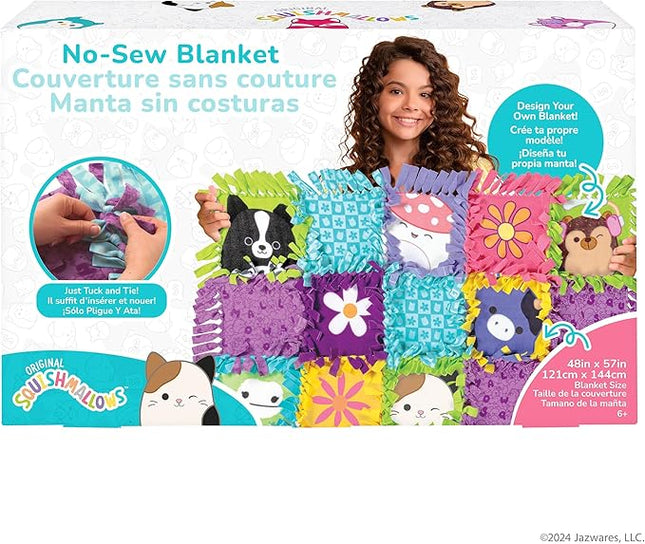 Fashion Angels Squishmallows No-Sew Blanket Kit, Set Includes Assorted Polar Fleece Squares, Ideal Craft Activity for Girls & Boys