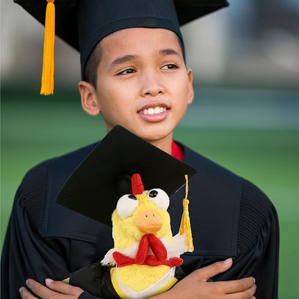 DolliBu Yellow Rooster Graduation Plush Toy - Super Soft Rooster Graduation Stuffed Animal Dress Up with Gown and Cap with Tassel Outfit - Reward Celebration Grad Gift - 10.5 Inch