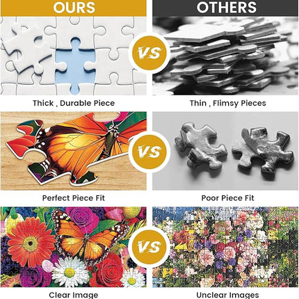 2-Pack 500 Pieces Puzzles for Adults, Flower Hummingbird Puzzles 500 Pieces Butterfly Jigsaw Puzzles for Adults, Birthday Party for Family Kids, Game Nights Gifts