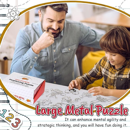 Yilloog 24 Packs Large Metal Puzzle Bulk Iq Wire Metal Puzzles with Paper Box Gift Package Educational Puzzle Toys Valentine Gifts Easter for Party Favor Teens Adults Challenge Gifts(Colored)