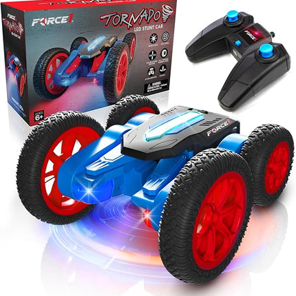 Force1 Tornado Red LED Remote Control Car for Kids- Double Sided Driving Fast RC Cars 360 Flips, Outdoor 4WD Off Road Stunt RC Car, All Terrain Tires, RC Crawler Rechargeable Battery, 2.4GHz Remote