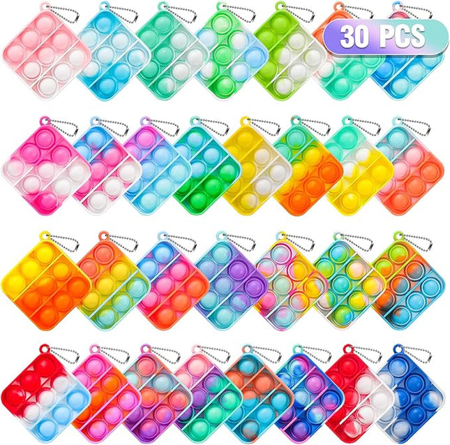 Pop Fidget Toys Bulk Its Party Favors for Kids 4-8 8-12 30 Pack Mini Pop Keychain It Valentines Day Gifts for Kids Small Fidgets for Classroom Prizes Student Gifts Birthday Goodie Bag Stuffers Fillers