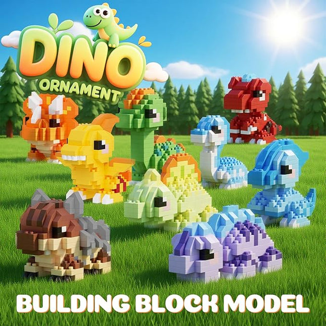 Dinosaur Micro Mini Building Block Sets Birthday& Party Gift for Kids, Animals Buildling Model Kits, Micro Mini Bricks Dino World Series Toys for Kids（9 Boxes）
