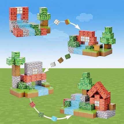 Hayder 100PCS Magnetic Building Blocks, Build Forest World Set, Stacking Magnet Cubes STEM Montessori Sensory Toys for Kids 3+