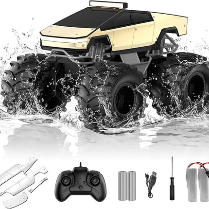 Remote Control Car for Boys, 1:18 Monster Trucks Toys Amphibious RC Cars, 2.4 GHz Waterproof RC Trucks, 4WD All Terrain Off-Road Pickup, Kids Toys for 6-12 Year Old Boys Girls Christmas Birthday Gifts