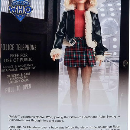 Barbie Ruby Sunday Doll, Dr. Who Collectible Inspired by The Series’ 14th Season with Doll Stand & Certificate of Authenticity