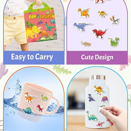 Benresive Reusable Sticker Book for Toddlers 2-4 Years, Fun Travel Stickers for Kids, Waterproof Sticker Books for Toddlers 1-3, Crafts Activities for Todddlers 1-3 2-4 3-5 - Dinosaurs