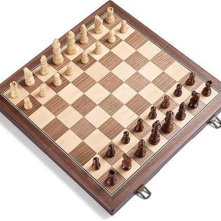 AMEROUS 15'' Magnetic Wooden Chess Set for Adults Kids - with Folding Board, Gift Package, Pieces Storage Slots, Handmade Pieces,Chess Board Game Set for Tournament Professional Beginner