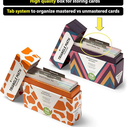 Think Tank Scholar Triangle Math 752 Equations, All Facts 0-12 Box Set Addition, Subtraction, Multiplication, Division Flash Cards: Kindergarten, 1ST, 2ND, 3RD, 4TH, 5TH, 6TH Grade - Has Three Corners