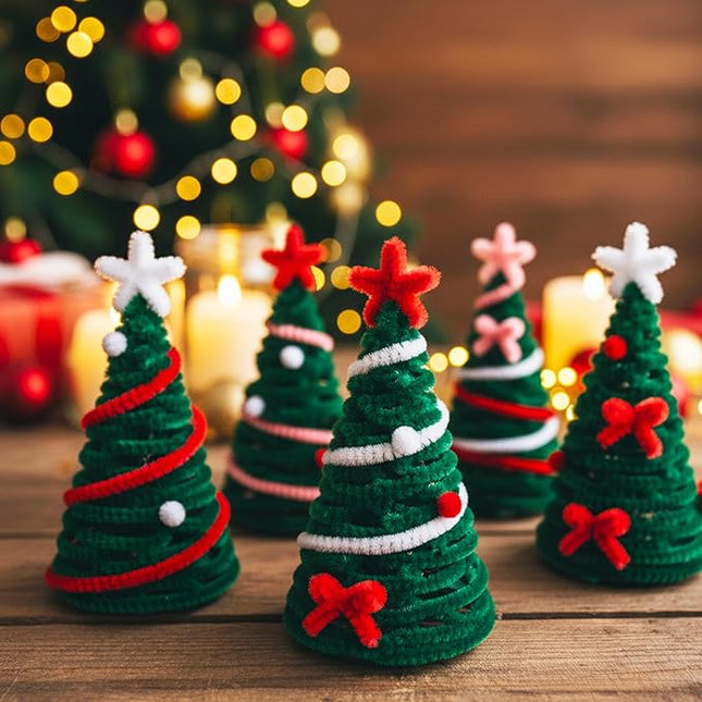 Caydo 200 Pieces Dark Green Pipe Cleaners Craft Flexible Chenille Stems for Kids Art Craft Projects and Home Decoration, 12 Inch x 6 mm