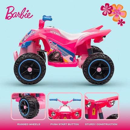 Barbie - 12V ATV Ride On Toy, Fun and Exciting Ride for Kids, Stylish Design for Imaginative Play (Pink)