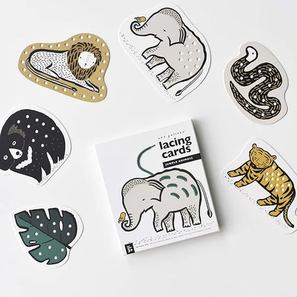 Wee Gallery Jungle Lacing Cards, Sewing Board and Travel Game for Toddlers and Preschoolers, Fine Motor Skills Toy, Montessori-Inspired Educational Kids Craft Activity for Ages 3+