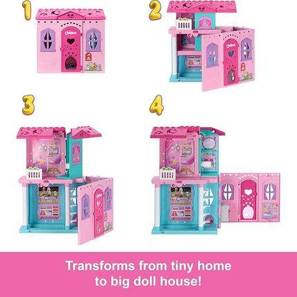 Barbie Chelsea Toy Dollhouse with 15+ Accessories, Pop-Up House Expands to 17+ x 13+ inches with 5 Play Areas & Slide, Includes Small Doll & Pet Dog