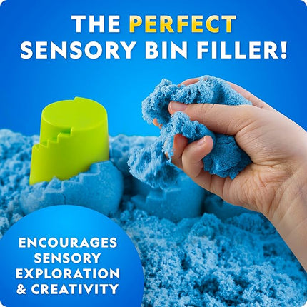National Geographic Moon Sand - 24 Lb. Bulk Play Sand Kit with 6 Castle Molds (Blue) - A Fun No Mess Sensory Activity, Kids Fake Sand Play Set, Sensory Bin Filler
