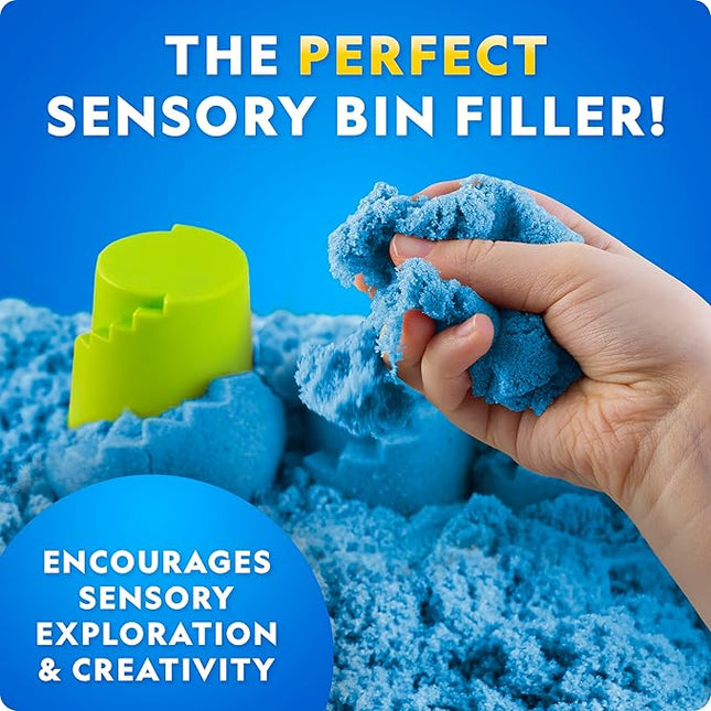 National Geographic Moon Sand - 24 Lb. Bulk Play Sand Kit with 6 Castle Molds (Blue) - A Fun No Mess Sensory Activity, Kids Fake Sand Play Set, Sensory Bin Filler