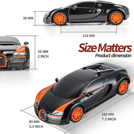 BEZGAR Bugatti Toy Car - Officially Licensed Bugatti Grand Sport Vitesse Remote Control Car,1:24 Scale Sport Racing Toy Car Model Vehicle for Kids, Adults, Girls and Boys (47000 Black)