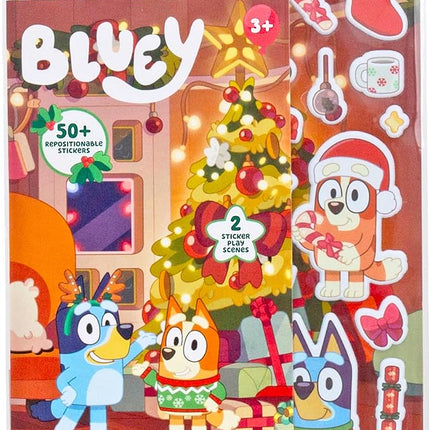 Bluey Holiday Sticker Playset, 50+ Repositionable Stickers, Double-Sided Play Scene, Christmas Toys & Games, Stocking Stuffers, No-Mess Toddler Travel Toys, Holiday Road Trip Activities for Kids