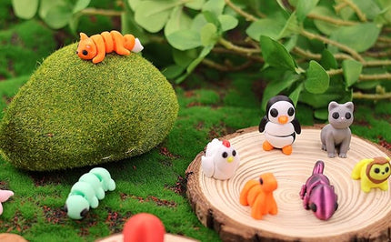 25 pcs Animal Figurines, 3D Printed Animal Figurines Set, Articulated, Party Favors, Pocket Fidget Toys Bulk, Goodie Bag Stuffers, Gifts for Boys Girls Toddlers, Office Desk Pets, Classroom rewards