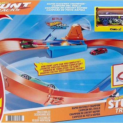 Hot Wheels Toy Car Track Set, Rapid Raceway Champion, Multi-Car Launcher, Connects to Other Sets, Includes 1:64 Scale Car
