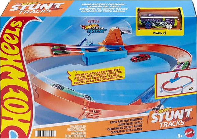 Hot Wheels Toy Car Track Set, Rapid Raceway Champion, Multi-Car Launcher, Connects to Other Sets, Includes 1:64 Scale Car