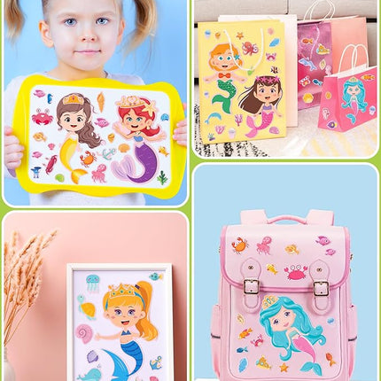 24 Pcs Make Your Own Mermaid Sticker Sheets for Kids with Mermaid Face Stickers for Toddlers Crafts Activities Gift Bag Stuffers Birthday Party Favors for Kids