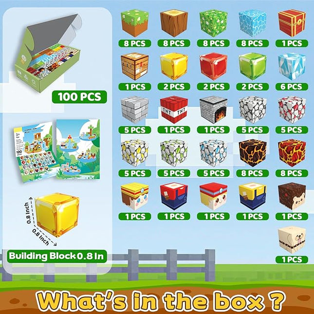 100PCS Magnetic Blocks for Kids 4-8, Magnetic Building Blocks Cubes, Stacking Magnetic Building Tiles Toys for Kids Toddlers Boys Girls Ages 3 4 5 6 7 8-12 Birthday Gifts