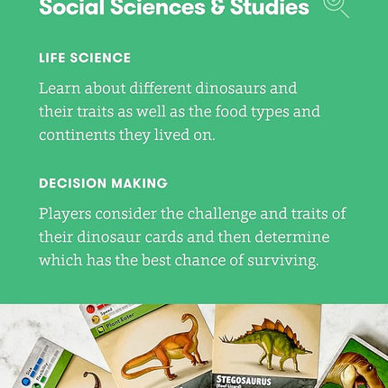 SimplyFun Dinosaur Challenge - Learn About Dinosaurs and Situational Analysis - Engaging and Educational Kids Card Game - 2 to 4 Players - Ages 7 & Up