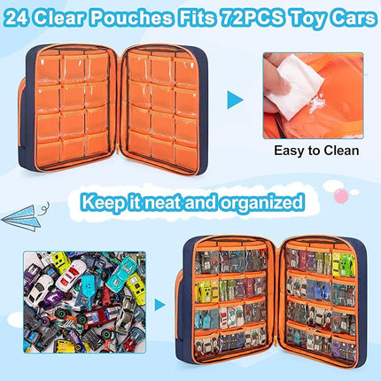 CURMIO Toy Cars Carrying Case Compatible with Hot Wheels Up to 99pcs, Portable Car Toy Storage Organizer Bag for 1/64 Scale Toy Cars, Matchbox Cars, Dolls, Mini Toys, Bag Only