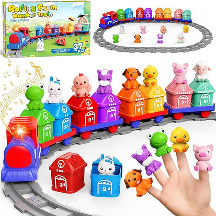Train Set for Toddlers 2-4,Toddler Toys for 1 2 3 Year Old,Electric Train Set Montessori Learning Matching & Sorting Toys, Learning Toy Birthday Gift for Boy Girl