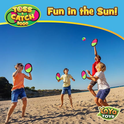 YoYa Toys Toss and Catch Ball Game Toy Set - 4 Paddles & 4 Sticky Balls - Fun Kids Outdoor Games Activity for Backyard, Beach, Park, Camping - Gift for Boys & Girls Ages 4 5 6 7 8 9 10 11 12 Year Old