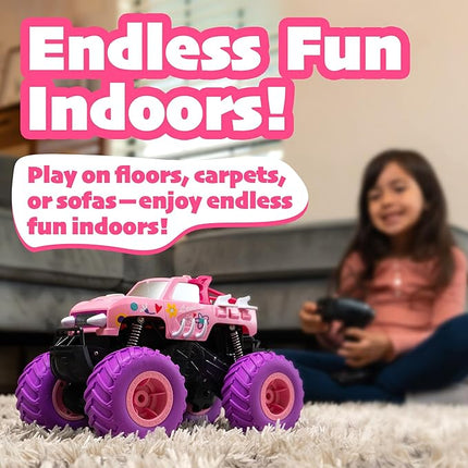 Threeking 1:16 Waterproof Pink RC Monster Truck Toys Amphibious Remote Control Car Pickup 4WD All-Terrain Toy Gift for Girls Ages 6 7 8 9 10 11 12 Durable Off-Road Fun for Indoor & Outdoor Play