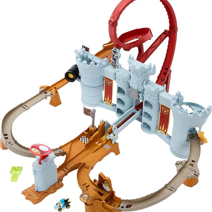 Hot Wheels Toy Car Track Set, Mario Kart Bowser’s Castle Playset & 1:64 Scale Die-Cast Kamek, Interactive Play, with Storage for 30+ Vehicles