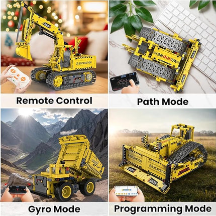 STEM Robot Construction Toys for Kids - Remote-Controlled Excavator Engineering Kit with 555 Pieces, Motor Module, Educational Boys Toys Age 8-10, Science Kits for Kids Age 8-12